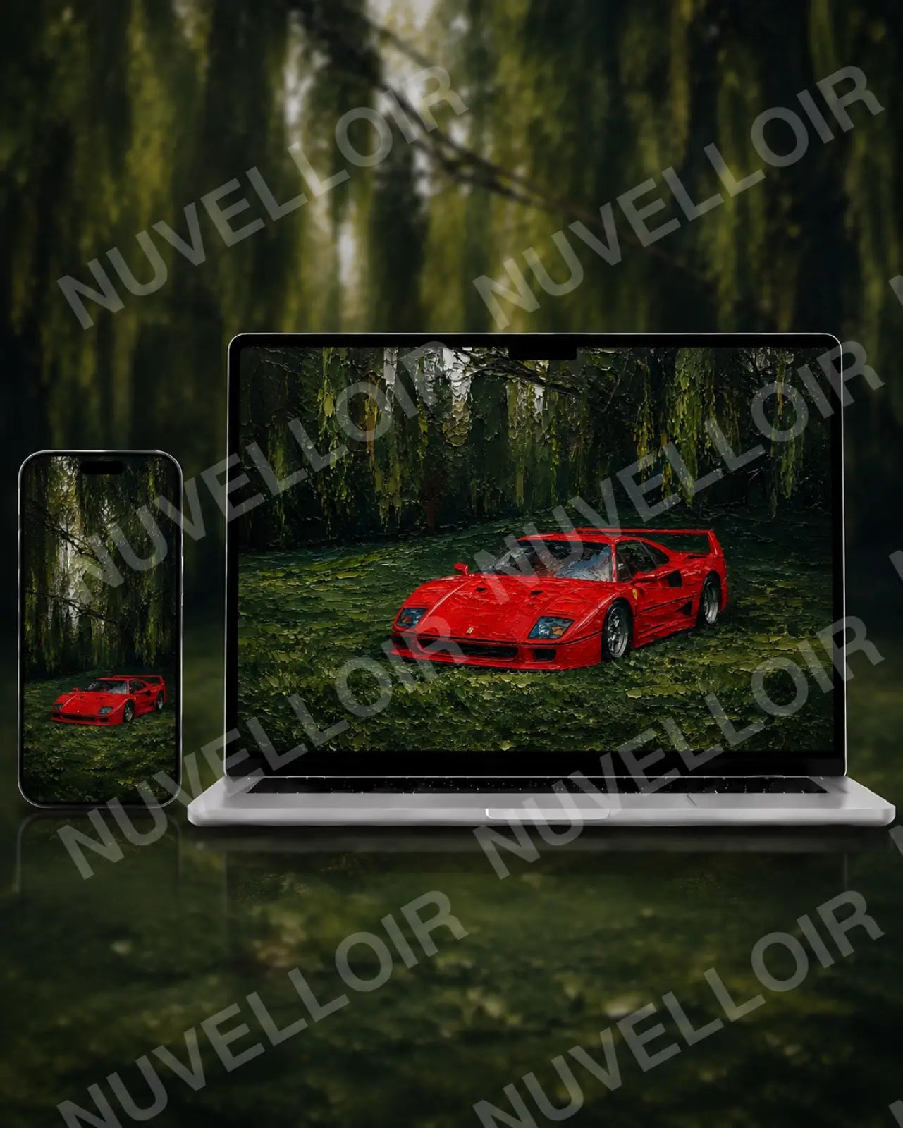 Car wallpaper displayed on phone and desktop