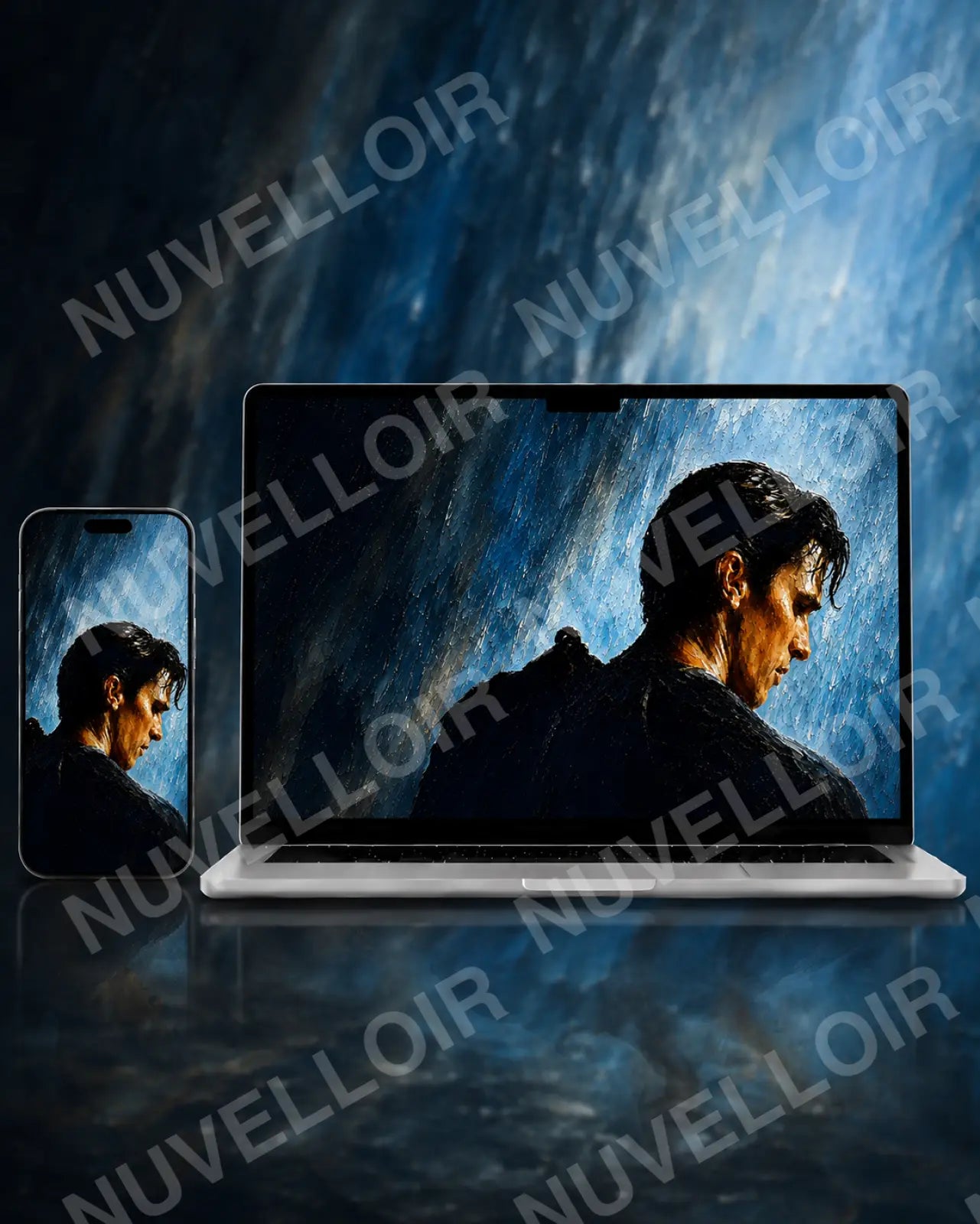 Dark Night wallpaper displayed on phone and desktop