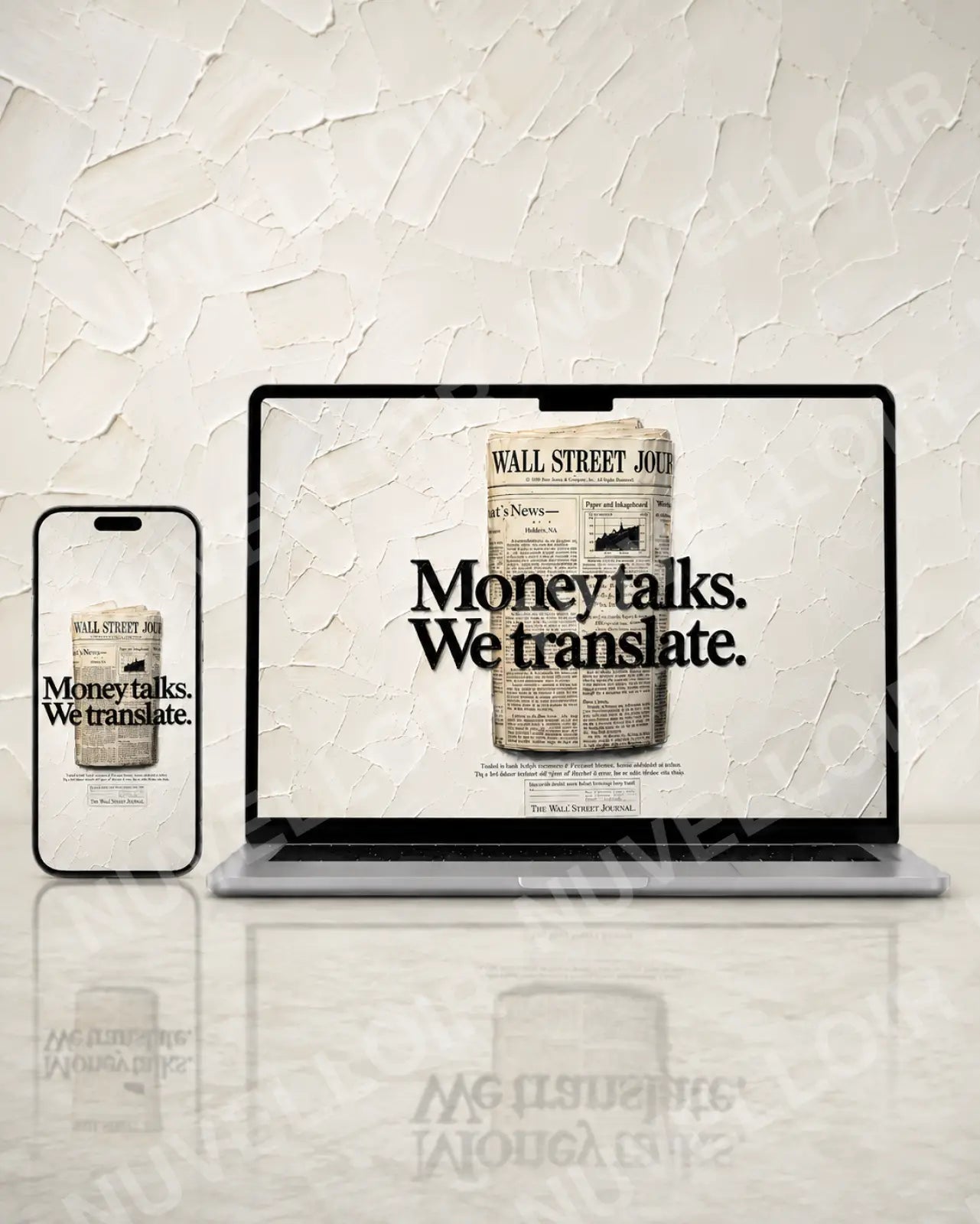 Money & Mindset wallpaper displayed on phone and desktop