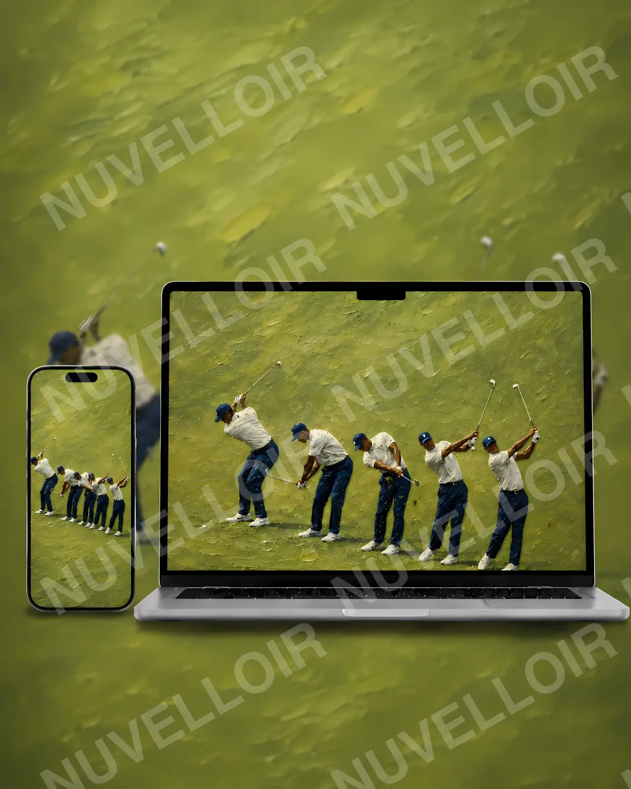 The Golf Club wallpaper displayed on phone and desktop